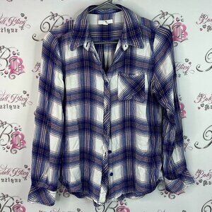 BLL New York long sleeve Plaid Shirt in Blue and White red cottage stripes